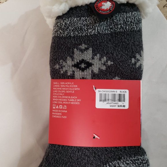CANADA Weather Gear SHERPA LINED Men’s Cabin Socks ~ Size 6-12~ Black Aztec - Picture 5 of 5